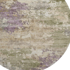 HomeRoots 8' X 10' Modern Abstract Beige and Purple Washable Area Rug with UV Protection for Busy Homes 717018