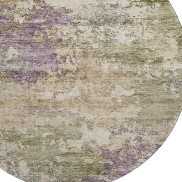 HomeRoots 8' X 10' Modern Abstract Beige and Purple Washable Area Rug with UV Protection for Busy Homes 717018