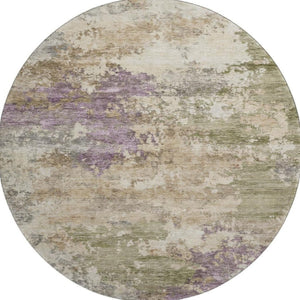 HomeRoots 8' X 10' Modern Abstract Beige and Purple Washable Area Rug with UV Protection for Busy Homes 717018