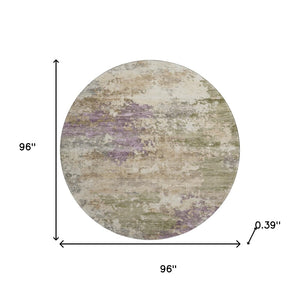 HomeRoots 8' X 10' Modern Abstract Beige and Purple Washable Area Rug with UV Protection for Busy Homes 717018