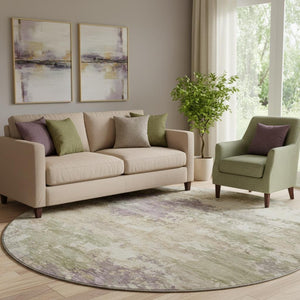 HomeRoots 8' X 10' Modern Abstract Beige and Purple Washable Area Rug with UV Protection for Busy Homes 717018
