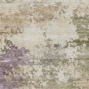 HomeRoots 9' X 12' Beige & Purple Abstract Area Rug – Washable, UV Protected, Durable, Ideal for Homes 717019
