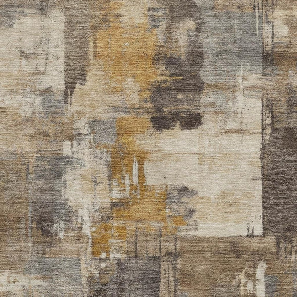 HomeRoots 5' X 8' Brown And Beige Abstract Washable Area Rug – Stylish, Durable, UV-Protected for Modern Homes! 717022