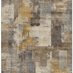 HomeRoots 5' X 8' Brown And Beige Abstract Washable Area Rug – Stylish, Durable, UV-Protected for Modern Homes! 717022