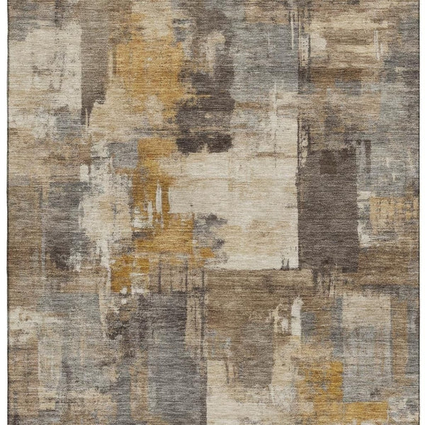 HomeRoots 5' X 8' Brown And Beige Abstract Washable Area Rug – Stylish, Durable, UV-Protected for Modern Homes! 717022