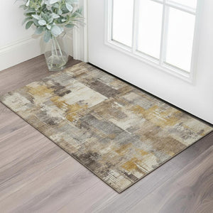 HomeRoots 5' X 8' Brown And Beige Abstract Washable Area Rug – Stylish, Durable, UV-Protected for Modern Homes! 717022