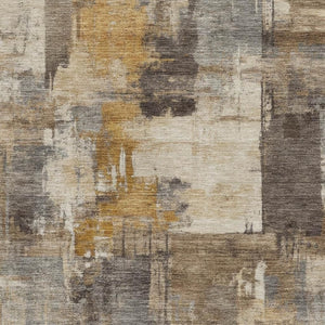 HomeRoots 8' Brown and Beige Abstract Round Rug - Washable, UV Protected, Durable Design for Busy Homes 717023