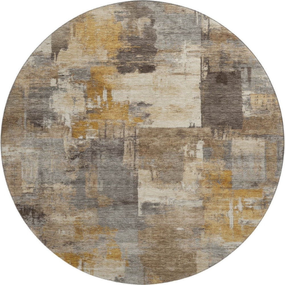 HomeRoots 8' X 10' Abstract Brown & Beige Washable Area Rug with UV Protection for Stylish, Durable Living Spaces 717024