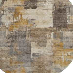 HomeRoots 8' X 10' Abstract Brown & Beige Washable Area Rug with UV Protection for Stylish, Durable Living Spaces 717024