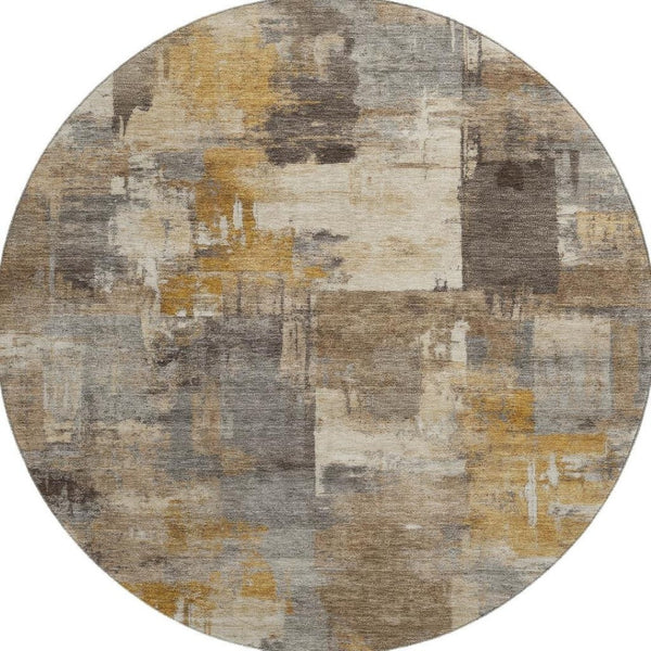 HomeRoots 8' X 10' Abstract Brown & Beige Washable Area Rug with UV Protection for Stylish, Durable Living Spaces 717024