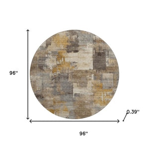 HomeRoots 8' X 10' Abstract Brown & Beige Washable Area Rug with UV Protection for Stylish, Durable Living Spaces 717024