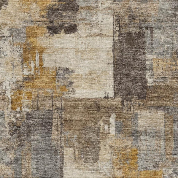 HomeRoots 9' X 12' Brown and Beige Abstract Area Rug – Machine Washable, UV Protected, Kid & Pet Friendly Design 717025