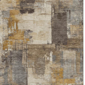 HomeRoots 10' X 14' Brown And Beige Abstract Area Rug - Machine Washable, UV Protected, Stylish & Durable Choice! 717026