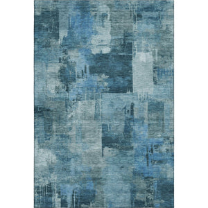 HomeRoots 5' X 8' Blue Abstract Washable Area Rug with UV Protection – Stylish, Durable, and Easy-Care Design! 717028