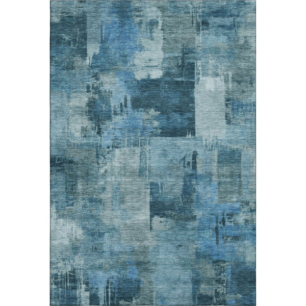 HomeRoots 5' X 8' Blue Abstract Washable Area Rug with UV Protection – Stylish, Durable, and Easy-Care Design! 717028