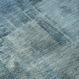 HomeRoots 5' X 8' Blue Abstract Washable Area Rug with UV Protection – Stylish, Durable, and Easy-Care Design! 717028