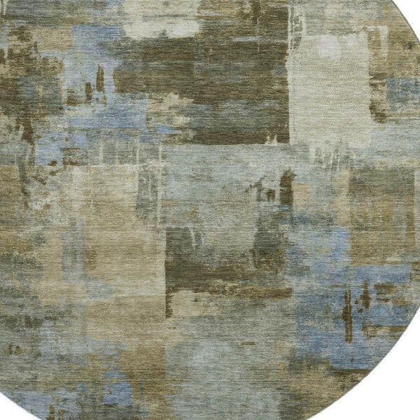 HomeRoots 8' X 10' Modern Green & Gray Abstract Washable Area Rug with UV Protection for High-Traffic Spaces 717036