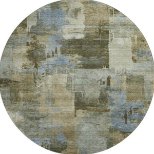 HomeRoots 8' X 10' Modern Green & Gray Abstract Washable Area Rug with UV Protection for High-Traffic Spaces 717036