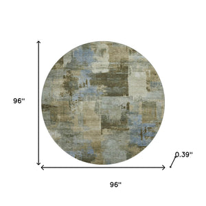 HomeRoots 8' X 10' Modern Green & Gray Abstract Washable Area Rug with UV Protection for High-Traffic Spaces 717036