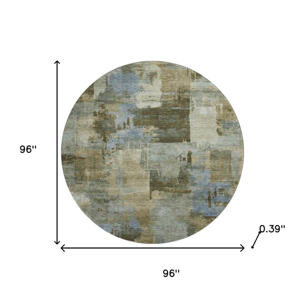 HomeRoots 8' X 10' Modern Green & Gray Abstract Washable Area Rug with UV Protection for High-Traffic Spaces 717036