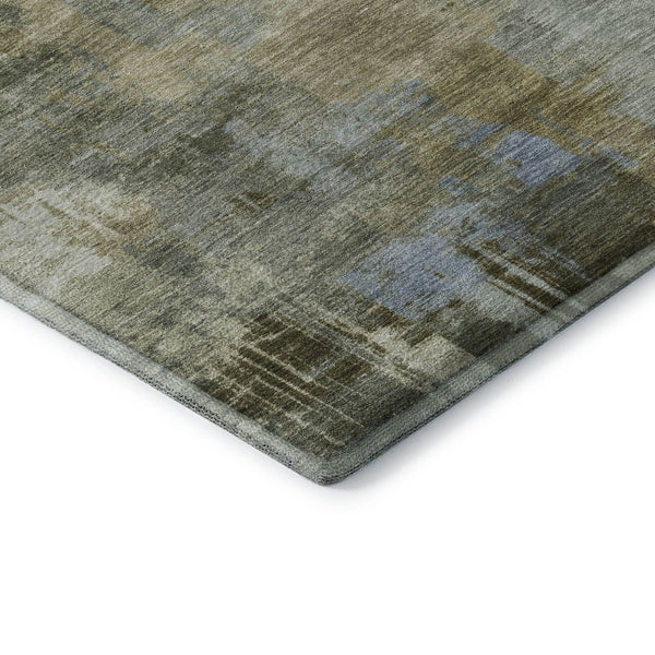 HomeRoots 10' X 14' Modern Green and Gray Abstract Washable Area Rug with UV Protection for Busy Homes 717038