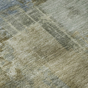 HomeRoots 10' X 14' Modern Green and Gray Abstract Washable Area Rug with UV Protection for Busy Homes 717038