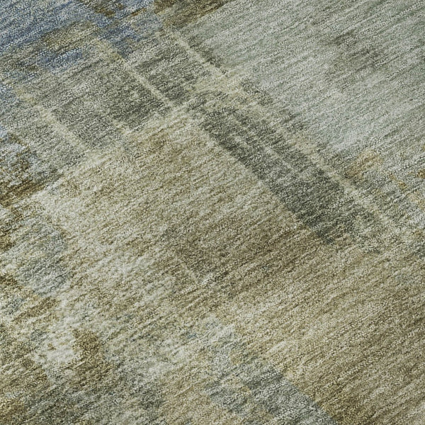 HomeRoots 10' X 14' Modern Green and Gray Abstract Washable Area Rug with UV Protection for Busy Homes 717038