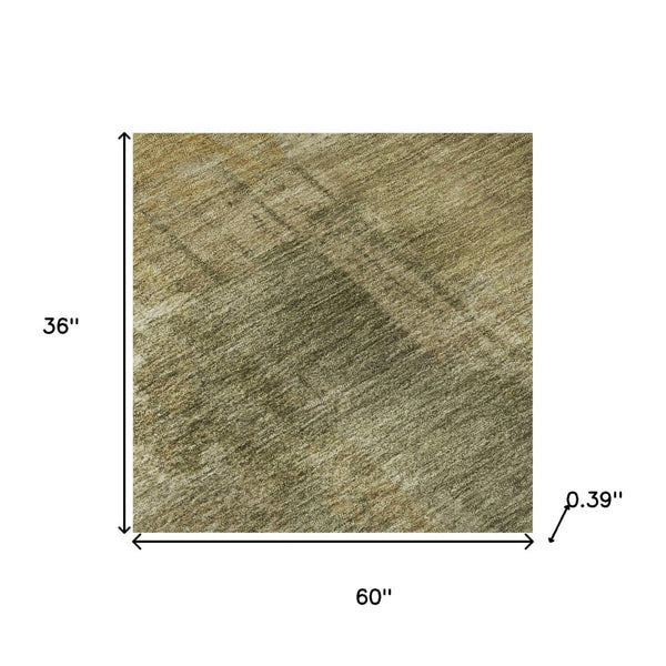 HomeRoots 5' X 8' Khaki Beige Abstract Area Rug - Washable, UV Protected, Soft & Stain Resistant for Homes 717040