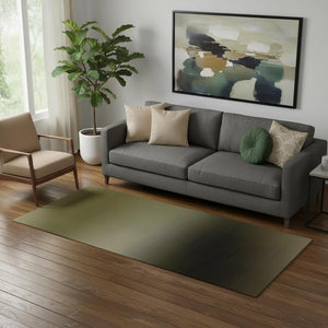 HomeRoots 8' Khaki and Beige Abstract Washable Round Rug - Stylish, Durable, UV-Protected for High Traffic Areas 717041