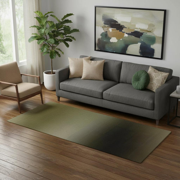 HomeRoots 8' Khaki and Beige Abstract Washable Round Rug - Stylish, Durable, UV-Protected for High Traffic Areas 717041