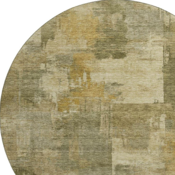 HomeRoots 8' X 10' Khaki & Beige Abstract Washable Area Rug - Durable, Stain-Resistant, UV Protected Design 717042