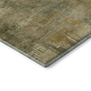 HomeRoots 8' X 10' Khaki & Beige Abstract Washable Area Rug - Durable, Stain-Resistant, UV Protected Design 717042