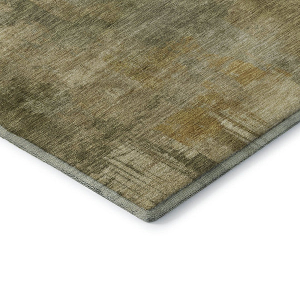 HomeRoots 8' X 10' Khaki & Beige Abstract Washable Area Rug - Durable, Stain-Resistant, UV Protected Design 717042