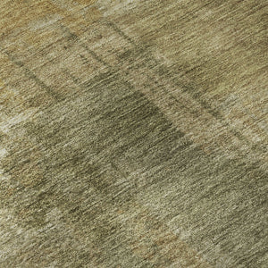HomeRoots 8' X 10' Khaki & Beige Abstract Washable Area Rug - Durable, Stain-Resistant, UV Protected Design 717042