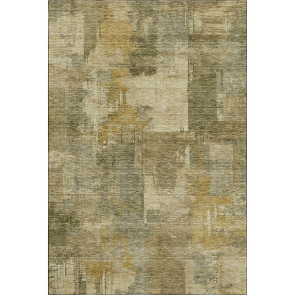 HomeRoots 9' X 12' Khaki Beige Abstract Area Rug - Washable, UV Protected, Modern Design for Homes with Kids & Pets 717043