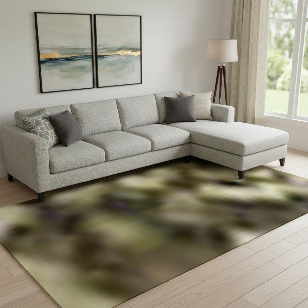 HomeRoots 10' Khaki and Beige Abstract Washable Area Rug with UV Protection - Stylish, Durable & Easy Care! 717044