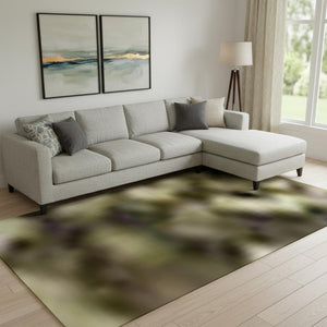 HomeRoots 10' Khaki and Beige Abstract Washable Area Rug with UV Protection - Stylish, Durable & Easy Care! 717044