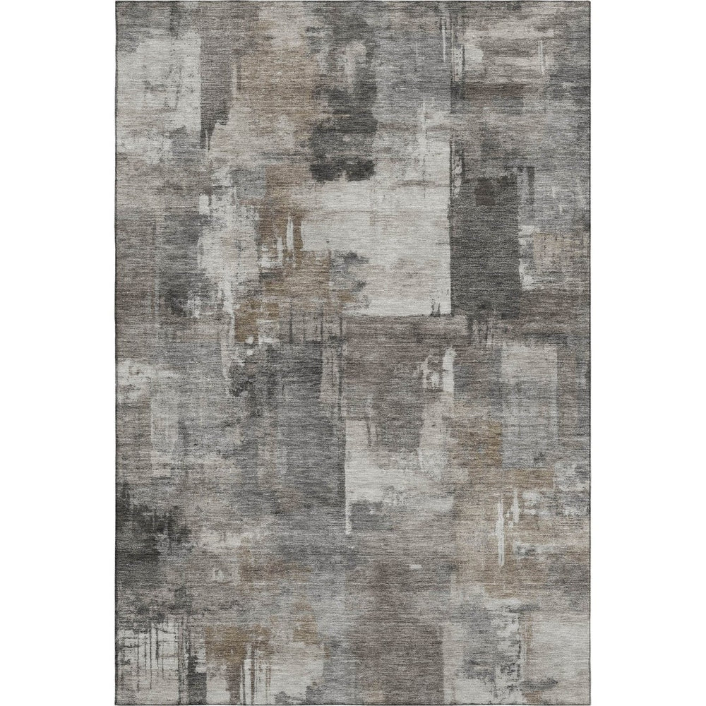 HomeRoots 5' X 8' Modern Pewter and Gray Washable Area Rug - UV Protected, Stain Resistant for Families & Pets 717046