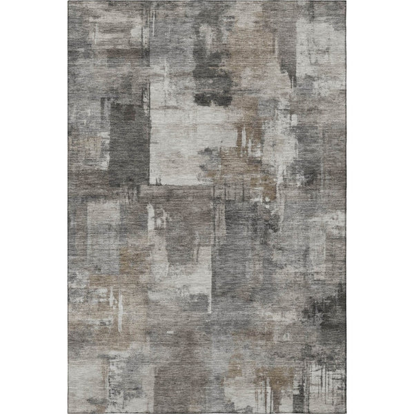 HomeRoots 5' X 8' Modern Pewter and Gray Washable Area Rug - UV Protected, Stain Resistant for Families & Pets 717046