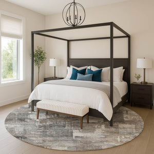 HomeRoots 8' X 10' Washable Pewter and Gray Abstract Area Rug with UV Protection for Modern Homes & Durability 717048