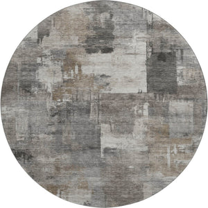 HomeRoots 8' X 10' Washable Pewter and Gray Abstract Area Rug with UV Protection for Modern Homes & Durability 717048