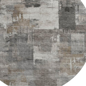 HomeRoots 8' X 10' Washable Pewter and Gray Abstract Area Rug with UV Protection for Modern Homes & Durability 717048