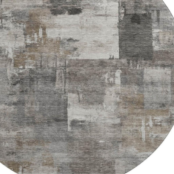 HomeRoots 8' X 10' Washable Pewter and Gray Abstract Area Rug with UV Protection for Modern Homes & Durability 717048