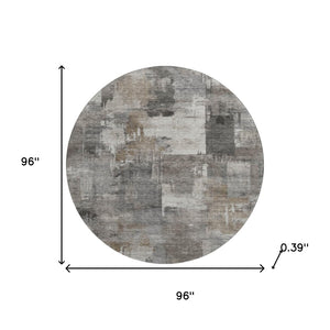 HomeRoots 8' X 10' Washable Pewter and Gray Abstract Area Rug with UV Protection for Modern Homes & Durability 717048