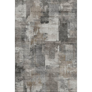 HomeRoots 9' X 12' Modern Pewter and Gray Abstract Washable Area Rug with Stain Resistance & UV Protection 717049