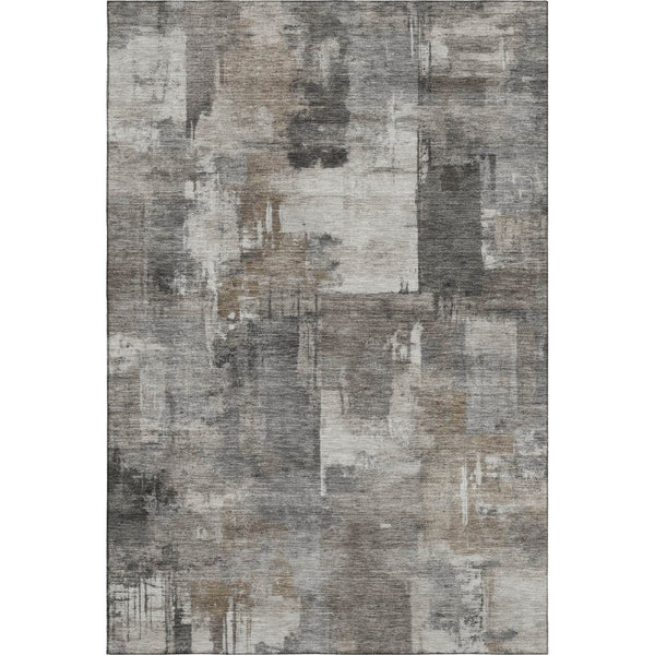 HomeRoots 9' X 12' Modern Pewter and Gray Abstract Washable Area Rug with Stain Resistance & UV Protection 717049