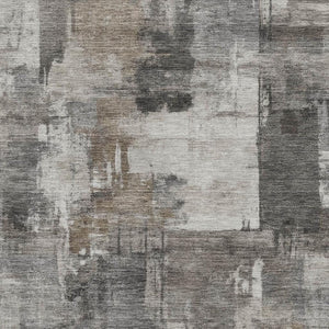 HomeRoots 9' X 12' Modern Pewter and Gray Abstract Washable Area Rug with Stain Resistance & UV Protection 717049