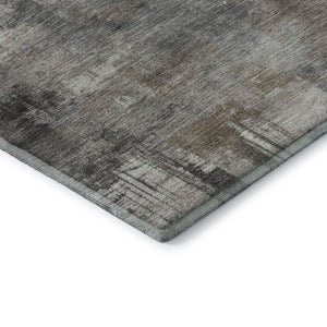 HomeRoots 9' X 12' Modern Pewter and Gray Abstract Washable Area Rug with Stain Resistance & UV Protection 717049