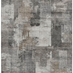 HomeRoots 9' X 12' Modern Pewter and Gray Abstract Washable Area Rug with Stain Resistance & UV Protection 717049