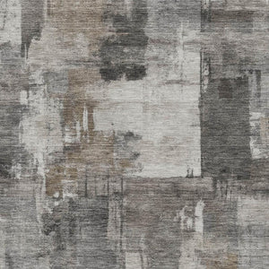 HomeRoots 10' X 14' Pewter & Gray Abstract Washable Area Rug - Durable, UV Protected, Kid & Pet Friendly! 717050